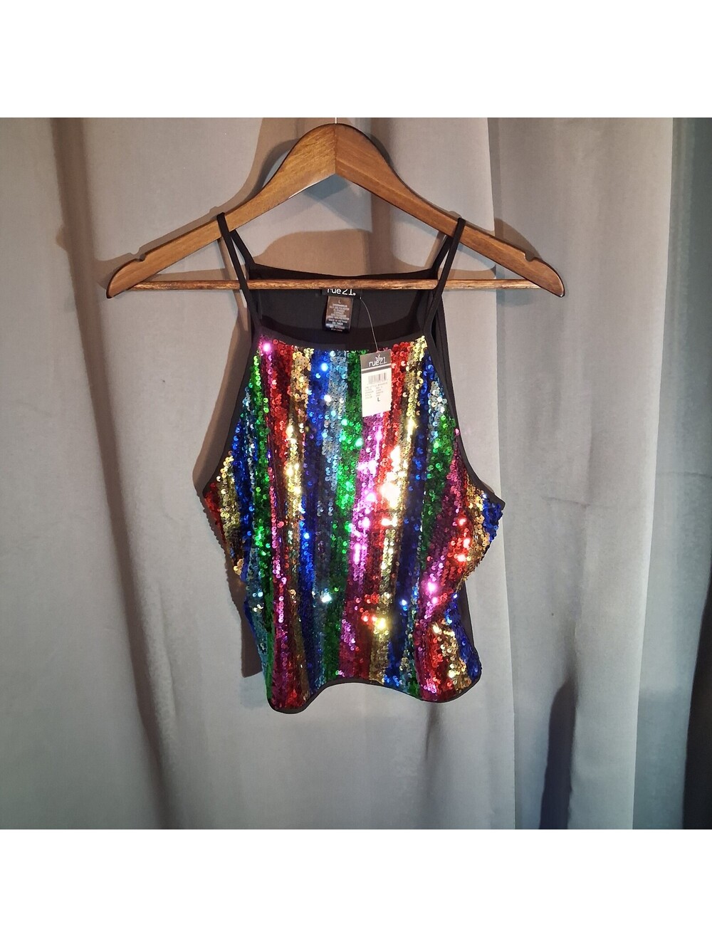 rue21 Rainbow Sequin Striped Tank Top
